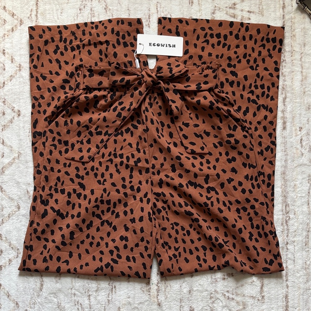 Ecowish Brown and Black Leopard Print Pants